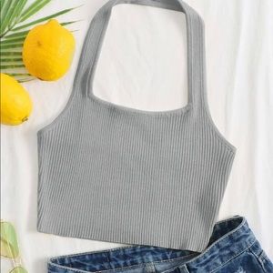 Solid Rib-knitHalter top